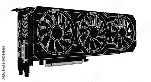 Graphics card silhouette on a white background