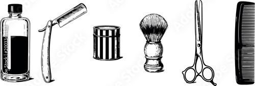 Barber tools and equipment for shaving and haircut