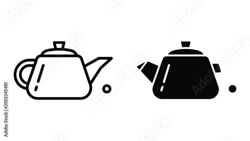 Teapot icon pouring hot water with steam effect