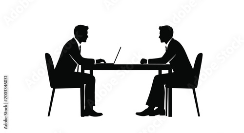 business meeting silhouette with laptop on white background