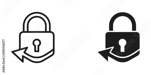 Lock icon with open keyhole and circular arrow
