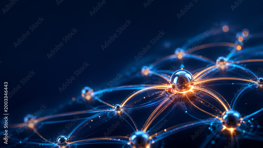 Fototapeta premium Global Supply Chain Logistics and Trade Network Visualization, Abstract 3D Connectivity Background for ERP Software