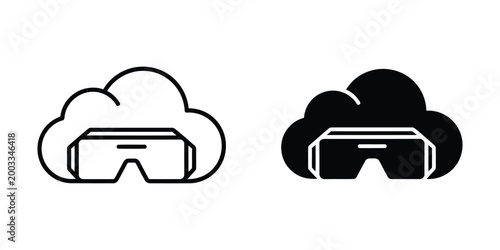 Cloud icon with virtual reality headset illustration