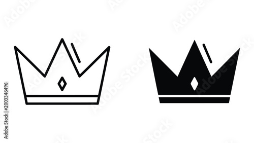 Black and white crown icon with royal symbol
