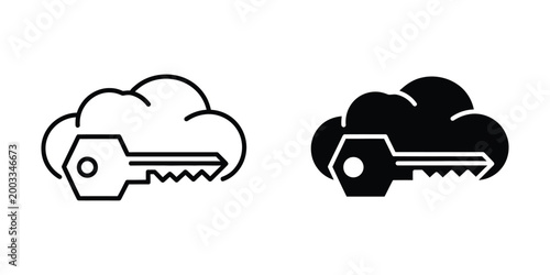 Cloud icon with key symbol for security and access concept