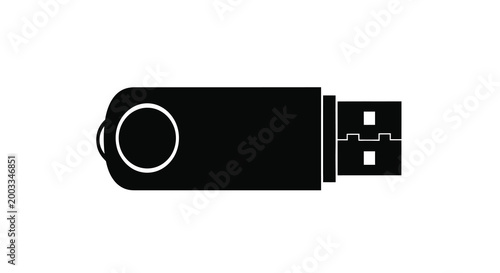 usb flash drive icon black silhouette on white background