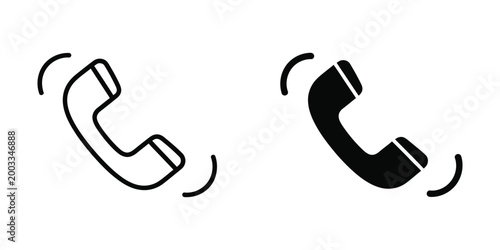 Black and white telephone call icon illustration