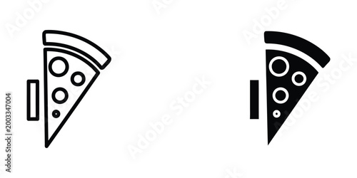 Two stylized pizza slices with pepperoni icons