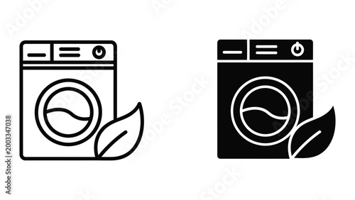 Foto Energy efficient washing machine icons with leaf symbol