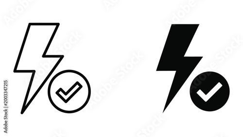 Lightning bolt icon with checkmark approval symbol