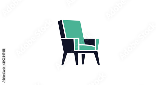 Stylish Mid-Century Modern Armchair Design in Teal and Black.