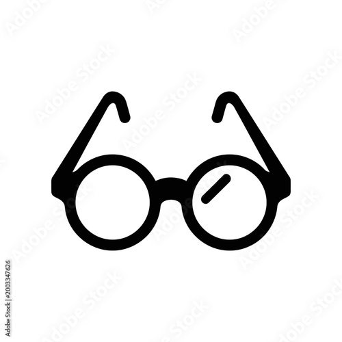 Black round glasses frame isolated on white minimalist design vector illustration