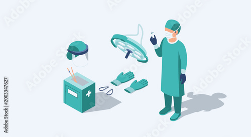 Surgeon and Medical Equipment in Operating Room.