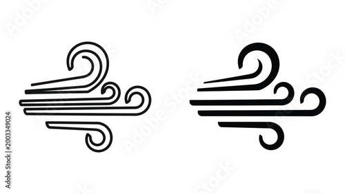 Minimalist wind or breeze decorative abstract vector icon