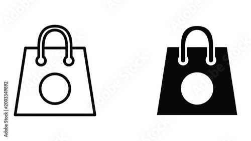 Modern shopping bag icon with empty circle hole