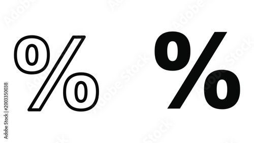 Minimalist percentage zero sign icons in different styles