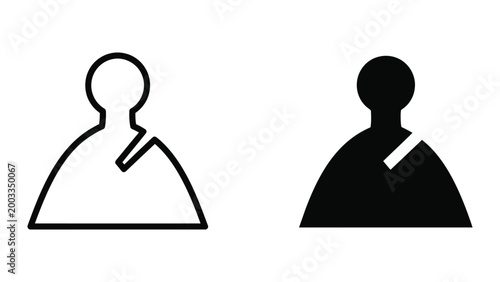 Broken and complete puzzle piece person icons