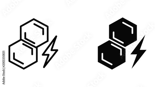 Biphenyl molecular structure with lightning bolt icon