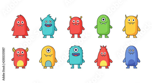 Colorful cartoon monster characters