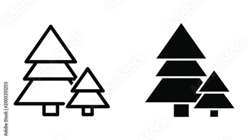 Simple black and white vector christmas trees illustration