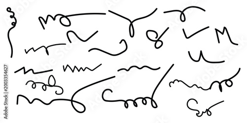 Hand Drawn Scribble Lines and Doodle Curves Collection  Abstract Minimal Line Art Elements