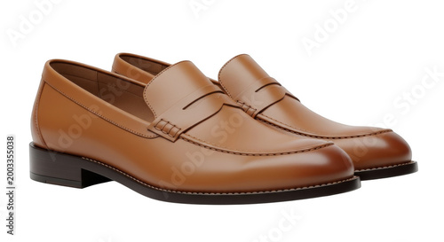 Elegant brown leather brogue dress shoes with wingtips and elastic side panels
