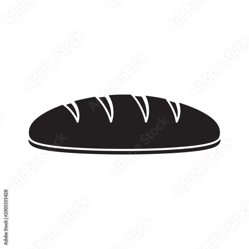 Simple black silhouette of a traditional loaf of bread with scoring marks