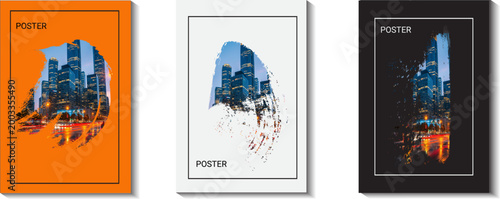 Foto paint brush clipping masks for flyer, presentation, brochure, banner, poster design