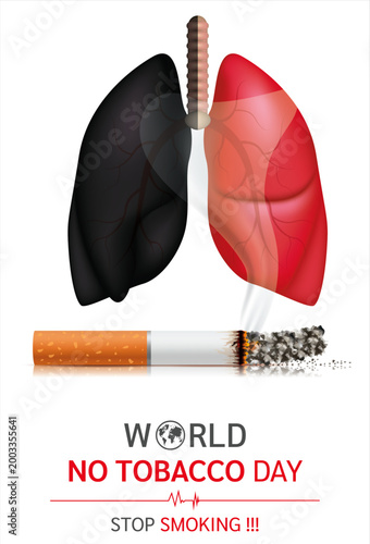 Human lungs damaged by cigarette smoke in this creative vector graphic awareness design
