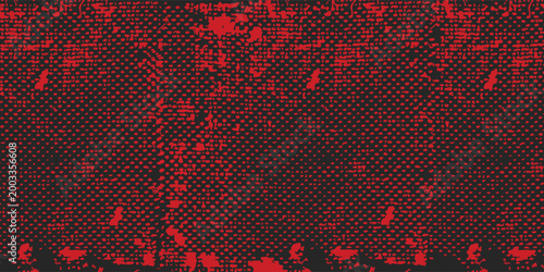 Red and black grunge texture background, abstract distressed splatter pattern with dark rough surface, modern urban design for poster, banner, wallpaper, horror theme, industrial style and creative.