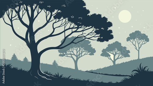 Atmospheric Forest Landscapes and Woodland Silhouettes Background