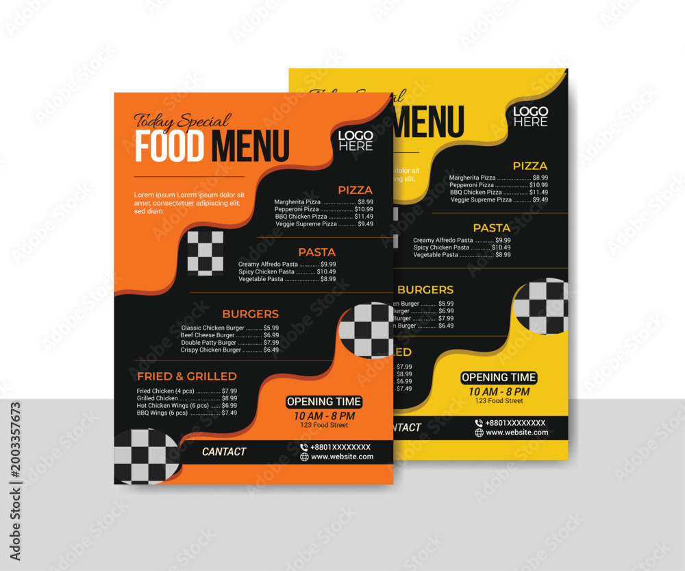 Fototapeta premium Modern ,Editable Professional Restaurant Food Menu Template