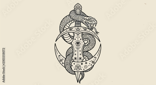 Snake and sword illustration