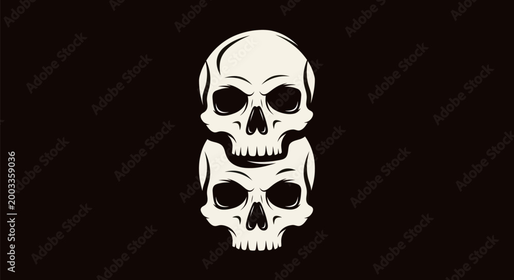 Obraz premium Stacked skulls illustration on black background