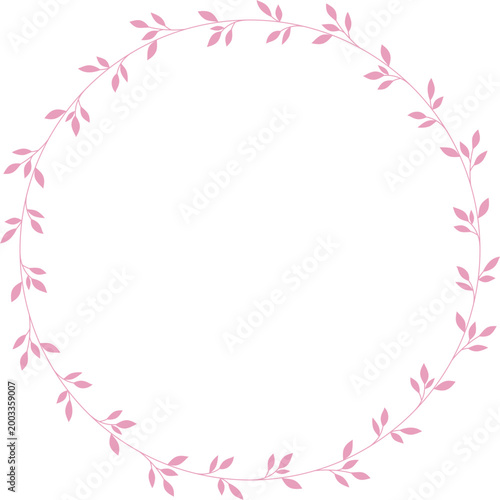 Elegant Pink Leaf Wreath White Background