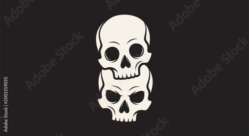 Photos Stacked skulls illustration on black background