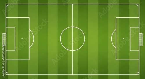 Soccer field with white lines and goals on green grass pitch
