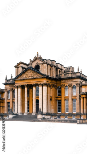Fotografie Isolated elegant classical European palace or stately home with pillars, ornate