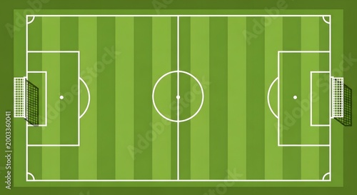 Top view of a professional soccer field with green grass texture.