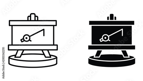 Black and white balance scale with lever mechanism illustration