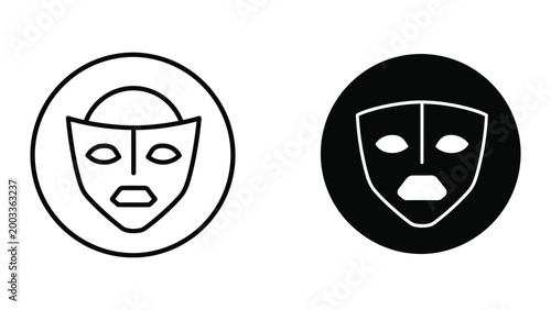 Comedy and tragedy theater masks in contrasting styles
