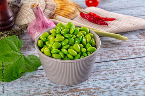 Edamame beans in the bowl