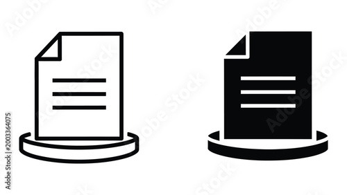 Minimal document icon with white and black color variation