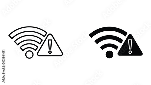 фотографія Wifi signal warning icon with exclamation mark