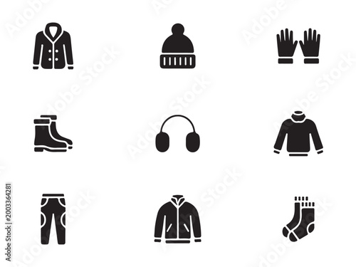 Cozy Winter Clothing and Seasonal Fashion Icon Pack for Retail
