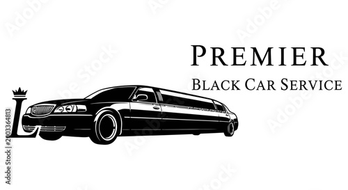 Premier Black Car Service with luxurious limousine and crown logo