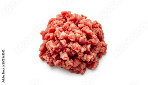 Fresh raw ground meat isolated on white background