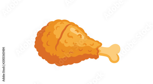 Crispy golden brown fried chicken drumstick isolated on a white background for delicious food, restaurant, and snack themes.