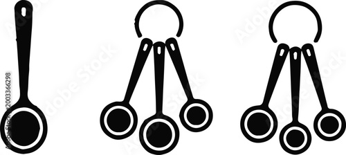 spoon and measuring spoon sets vector silhouette icon