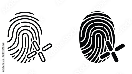 Black fingerprint with cross mark illustration